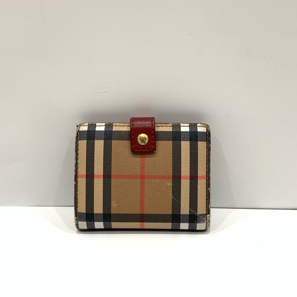 Burberry Nova Check Small Wallet in Beige with Red Tab